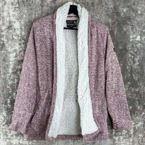Canada Weather Gear Sz M Sherpa Lined Cardigan Open Sweater Warm Heathered EUC